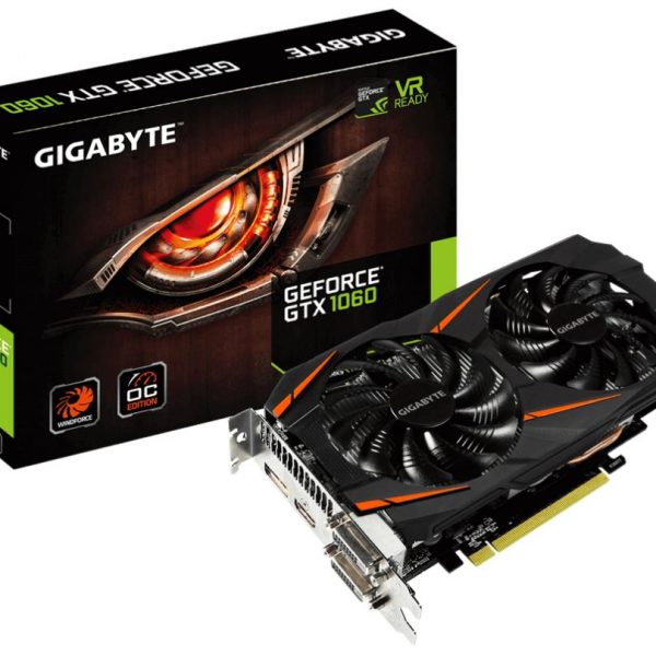 Gigabyte nVidia GeForce GTX 1060 Windforce OC 6GB PCIe Video Card 8K @ 60Hz DP HDMI 2xDVI VR Ready 1797/1582 MHz ~GV-N1060G1-GAMING-6GD