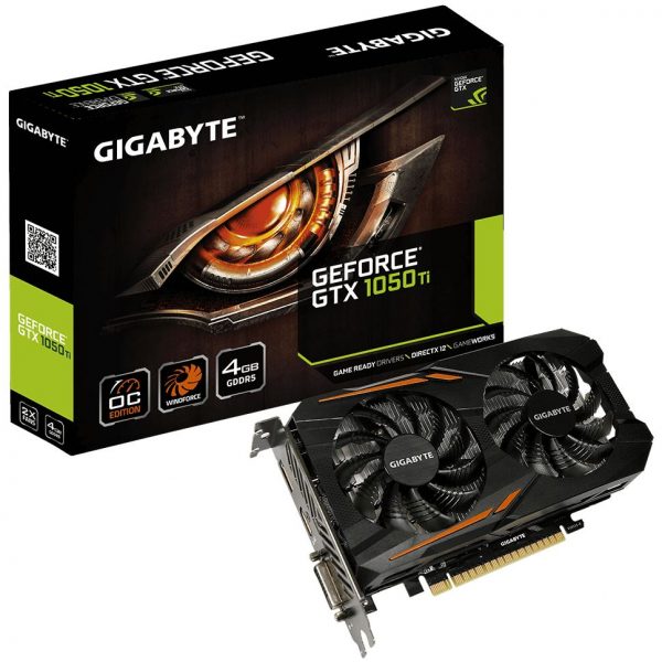 Gigabyte nVidia GeForce GTX 1050 Ti OC 4GB PCIe Video Card 8K @ 60Hz DP HDMI DVI 3x Displays Windforce 2X RGB OC 1455/1430 MHz ~GV-N105TOC-4GL