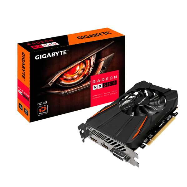 Gigabyte AMD Radeon RX560 OC 4GB DDR5 PCIe Video Card 8K 7680x4320 3xDisplays DVI HDM DP 1199/1189 MHz 90mm Fan CrossFire ~GV-RX560GAMING-OC-4GD