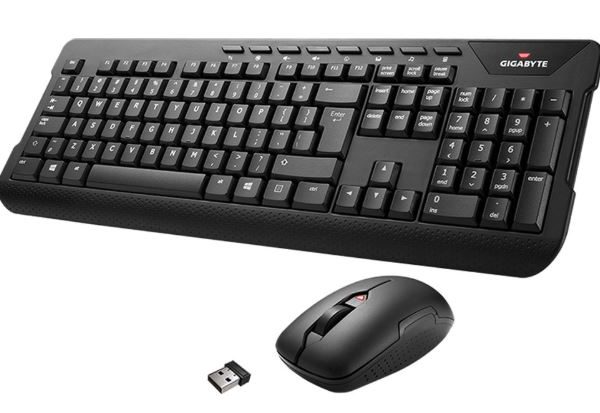 Gigabyte KM7590 USB 2.4GHz Wireless Keyboard & Mouse Combo Spill Resistant 1300dpi Adjustable Portable nano receiver Stylish design comfortable grip